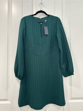 Tommy Hilfiger Teal Textured Long-Sleeve Shift Dress- BRAND NEW